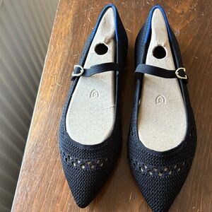 Rothy’s Point II Mary Jane Black Crochet